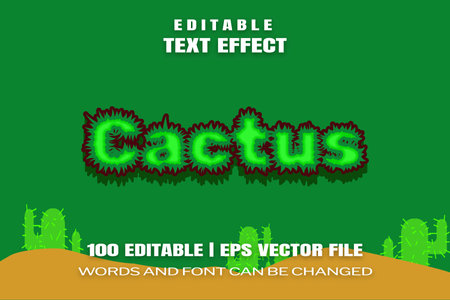 Editable text effects Cactus , words and font can be changedのイラスト素材