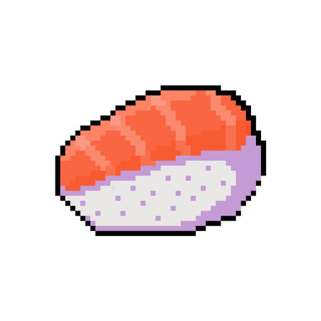 Vector Illustration of Sushi with Pixel Art Design, perfect for food assets themed designsのイラスト素材