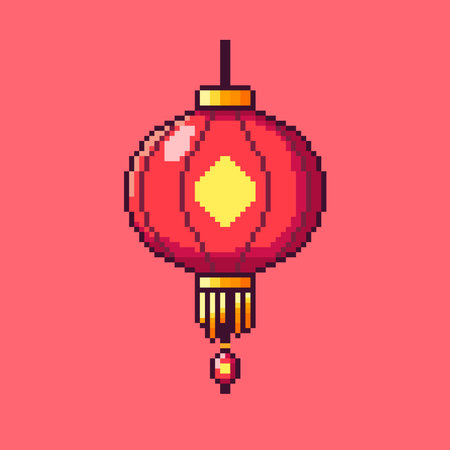 Vector Illustration of Lantern with Pixel Art Design, perfect for game assets themed designsのイラスト素材