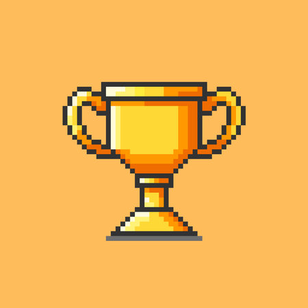Vector Illustration of Trophy with Pixel Art Design, perfect for game assets themed designsのイラスト素材