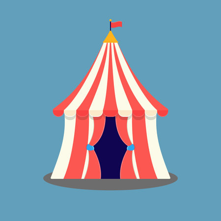Circus tent flat icon design illustration. Carnival holiday concept