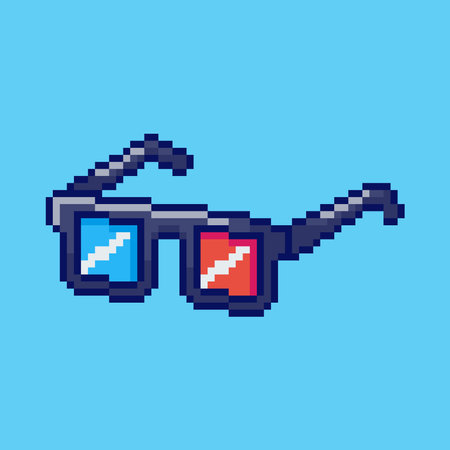 Vector Illustration of 3d movie glasses with Pixel Art Design, perfect for game assets themed designsのイラスト素材