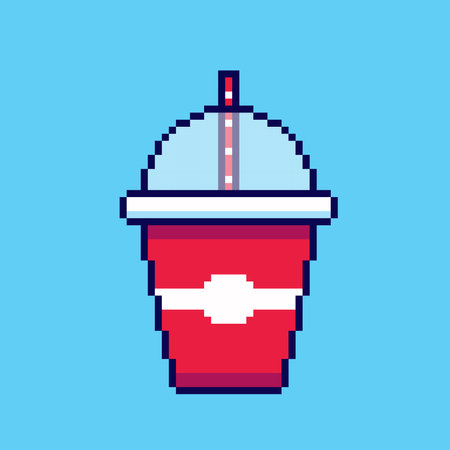Vector Illustration of Beverage Cup with Pixel Art Design, perfect for game assets themed designsのイラスト素材