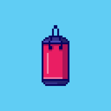 Vector Illustration of Punching Bag with Pixel Art Design, perfect for game assets themed designsのイラスト素材