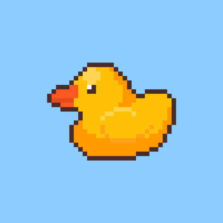 Vector Illustration of rubber duck with Pixel Art Design, perfect for game assets themed designs