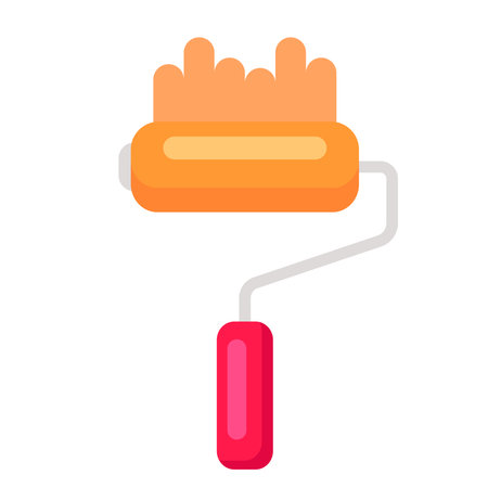 Flat vector illustration of a paint roller. Perfect for themes painting, tools, and DIY projectsのイラスト素材