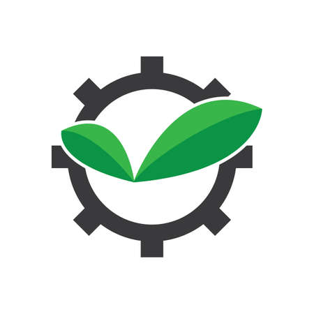 Gear leaf logo vector icon templateのイラスト素材