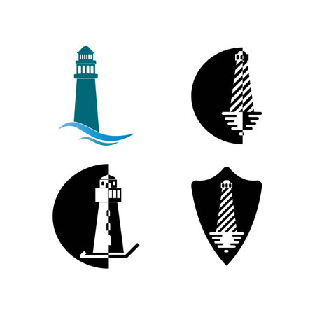 Lighthouse logo template design. Vector illustration.のイラスト素材