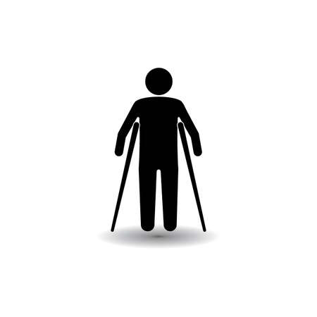 vector icon representing the disabled, elderly, and injured using orthopedic accessories and wheelchairs.のイラスト素材