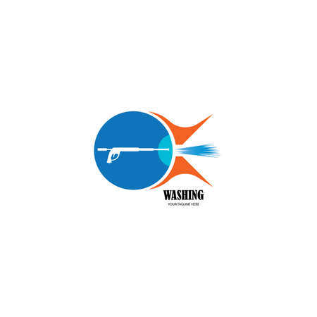 Pressure washing gun logo template. Cleaning vector design. Tools illustrationのイラスト素材