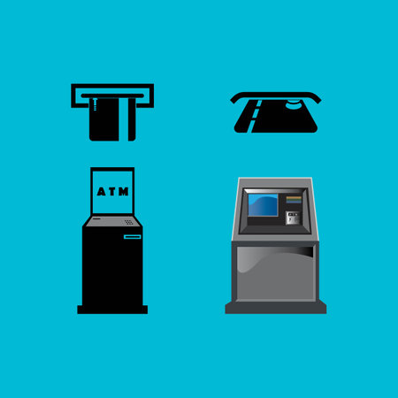 ATM icon vector logo design illustraton background.のイラスト素材