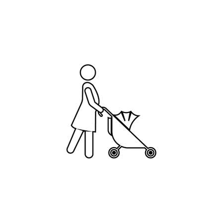 a mother's line icon and a stroller, vector illustration design template.のイラスト素材