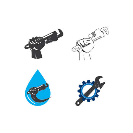 Wrench in hand icon vector illustration logo design.のイラスト素材