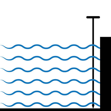 Water Depth Icon, Measure The Depth Of Shallow Waters Vector Art Illustrationのイラスト素材