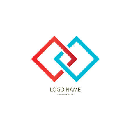 abstract logo, trendy and contemporary two-box logo, suitable for companies, foundations, vector designのイラスト素材