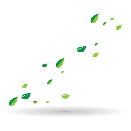 Flying green leaf ecological nature element vector icon logoのイラスト素材