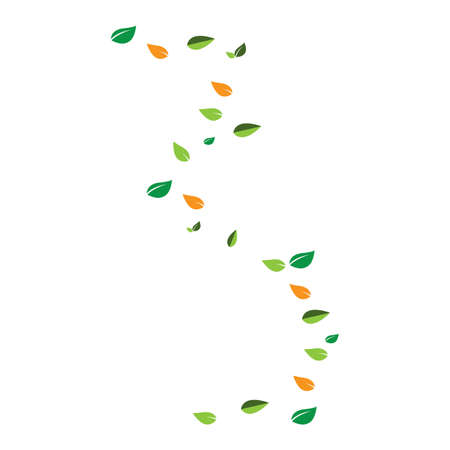 Flying green leaf ecological nature element vector icon logoのイラスト素材