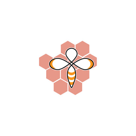 honey comb bees logo. vector illustration design templateのイラスト素材