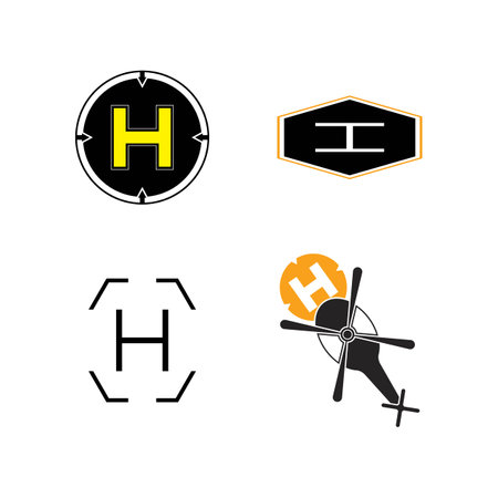 Helipad Icon, Helicopter Landing Pad, Area, Platform, H Letter, Vector illustration design.のイラスト素材