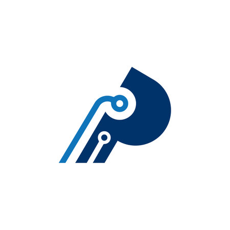 technology letter P logo. vector illustration template design.のイラスト素材