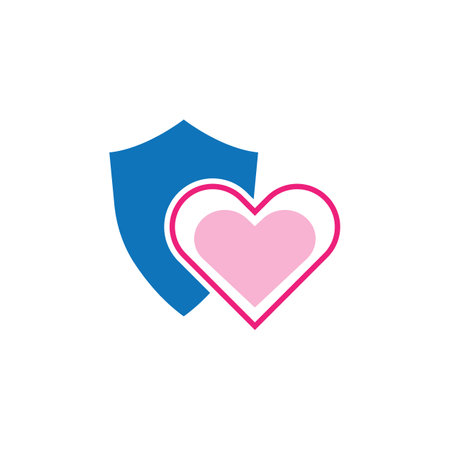 shield and love logo. vector illustration template designのイラスト素材