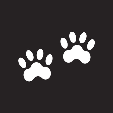 Dog or Cat Paw Print, Animal Foot. Flat Vector Icon illustration logo background.のイラスト素材