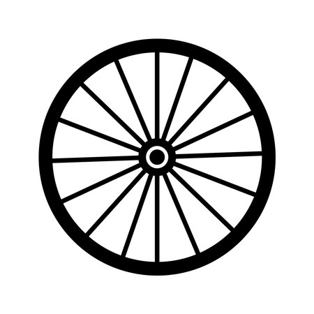 Old wooden wheel of time. Antique wooden spoked wheel, ink hand drawn illustration.のイラスト素材