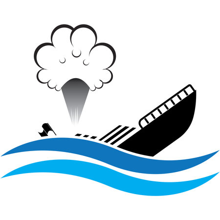 burning or sinking ship icon vector illustration symbol designのイラスト素材