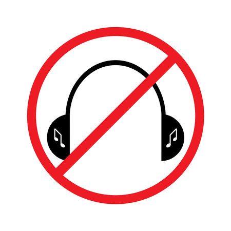 headphone ban icon vector illustration symbol designのイラスト素材