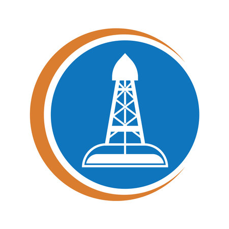 Oil rigs, oil industry production equipment, vector illustration logo designのイラスト素材