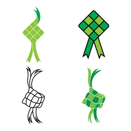 Ketupat or rice dumpling asian traditional food vector designのイラスト素材