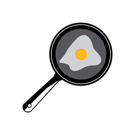 fried egg icon on the pan, vector illustration template designのイラスト素材