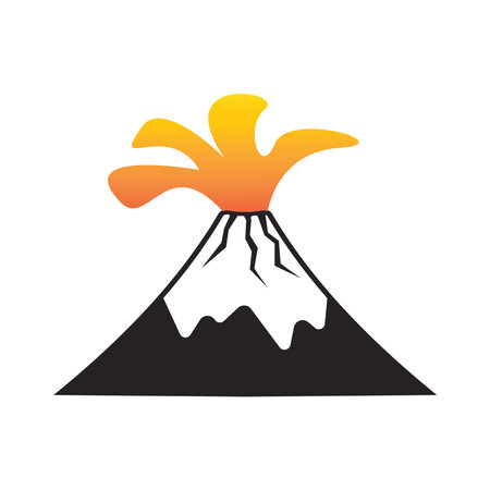 erupting volcano icon vector illustration symbol designのイラスト素材