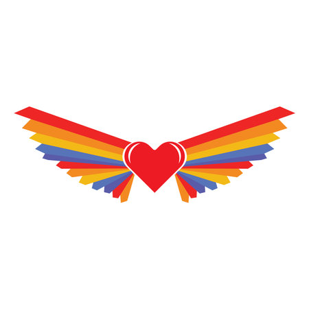 winged heart icon vector illustration symbol designのイラスト素材