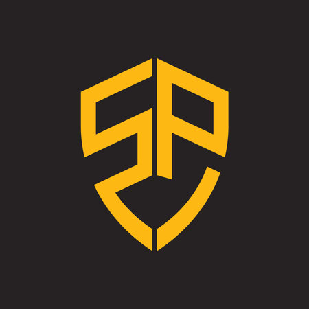 SP letter logo in shield shape, vector design symbol templateのイラスト素材