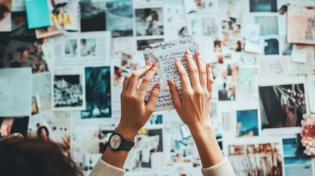 Hands arranging a vision board with motivational words and images --ar 16:9 --v 6.1 Job ID: 9a468919-33a0-4841-bac3-ca6897051ecfの素材