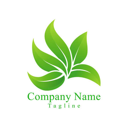 Green Leaf Logo Vector Design For Medicine or Company Logo. With Gradient styleのイラスト素材