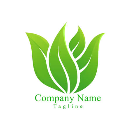 Green Leaf Logo Vector Design For Medicine or Company Logo. With Gradient styleのイラスト素材