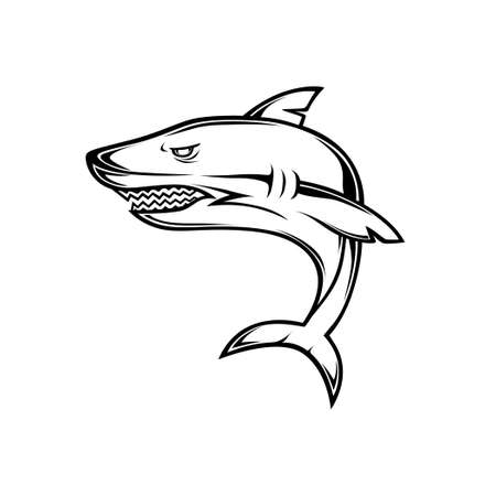 Design Vector image of a black shark. in shadow, logo or symbolのイラスト素材