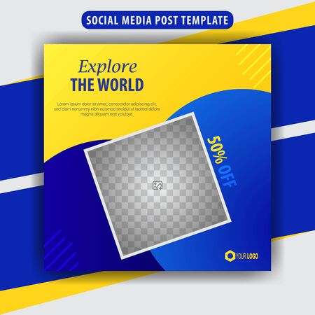 Abstract social media design post travel, Template for social media post, template design for travel ads, eps 10, vector illustrationのイラスト素材