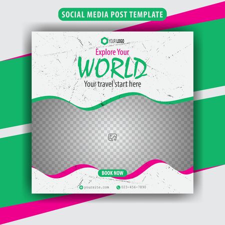 Abstract social media design post travel, Template for social media post, template design for travel ads,  , vector illustrationのイラスト素材