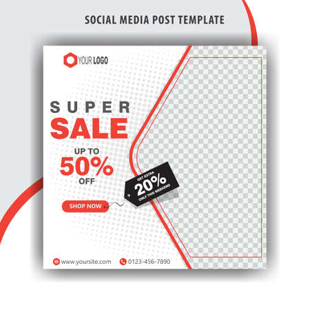Social media ads square post template, fashion sale web social media banner template, editable square templateのイラスト素材