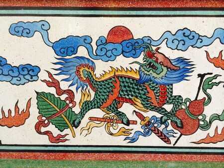 The art paint at China temple wallの素材