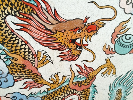The art paint at China temple wallの素材