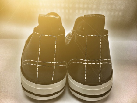 vintage picture of canvas shoes make vintage and ligh effectの素材