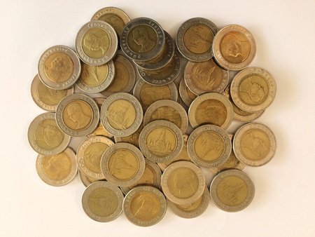 Ten baht photo background of thai money, business finance concept