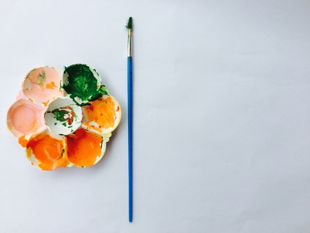 Art paint palette  and brush