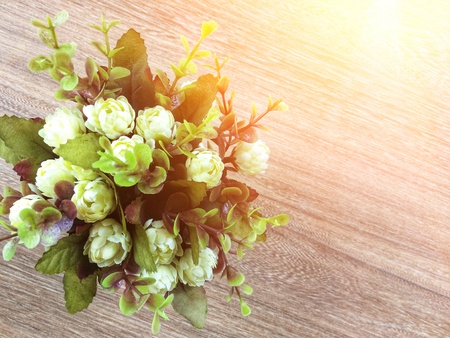 close up top view of flower vase in casual with sunshine dayの素材