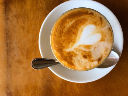 A cup of passion coffee served in the morning with a simple warmthの素材