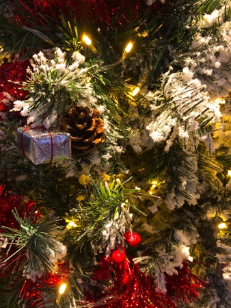 Christmas is coming Every house decorates the Christmas tree with a gift box and other decorations beautifully for the festival of happinessの素材